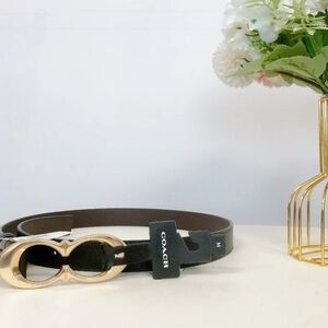 COACH Signature Buckle Belt - Black and Gold